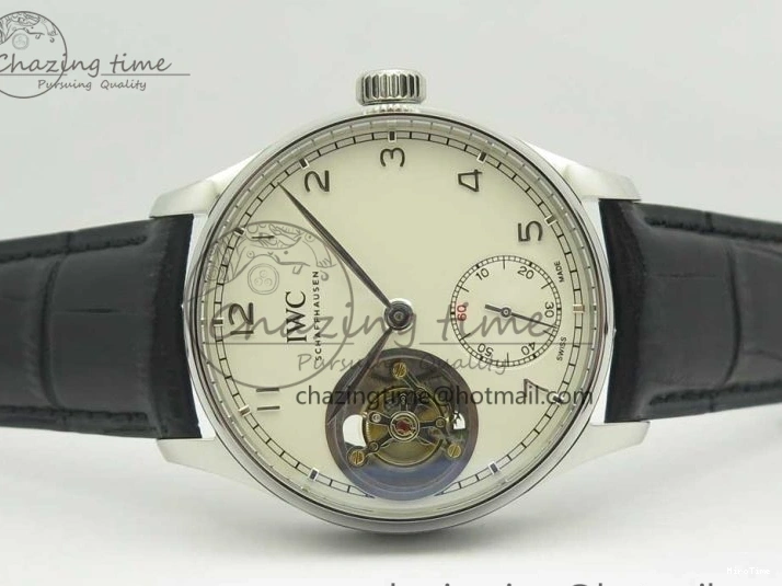 MIROTIME 0510 Efficient Portuguese Tourbillon IW5463 SS ZF Best Edition White Dial on Black Leather Strap 7170